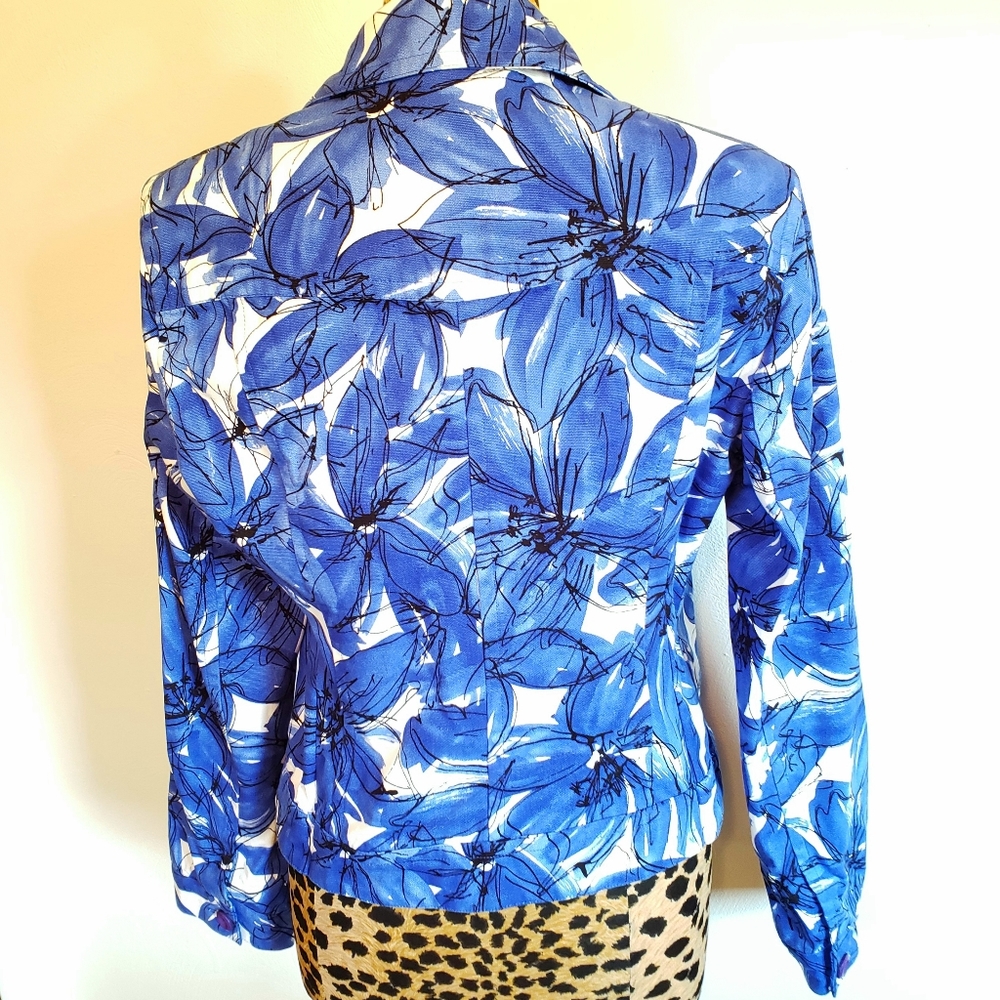 RAFAELLA Blue Floral Print Jacket - Picture 4 of 4